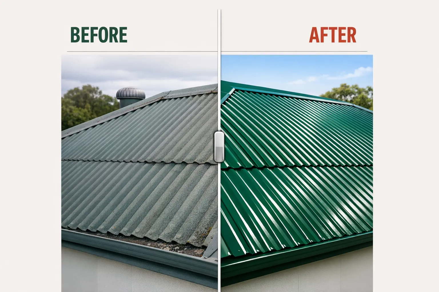 Colorbond roof restoration work in progress